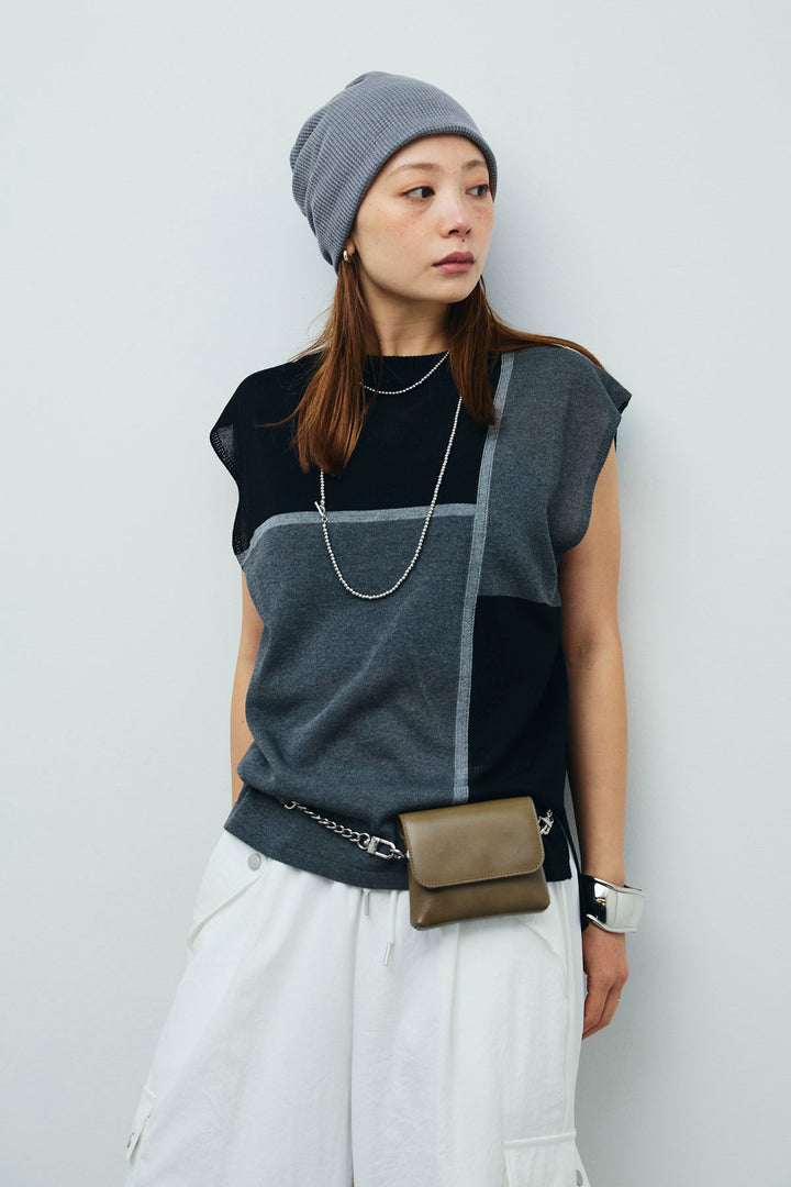 [予約/SET]リネンタッチ配色フレンチプルオーバー+カーゴパンツ(2set)