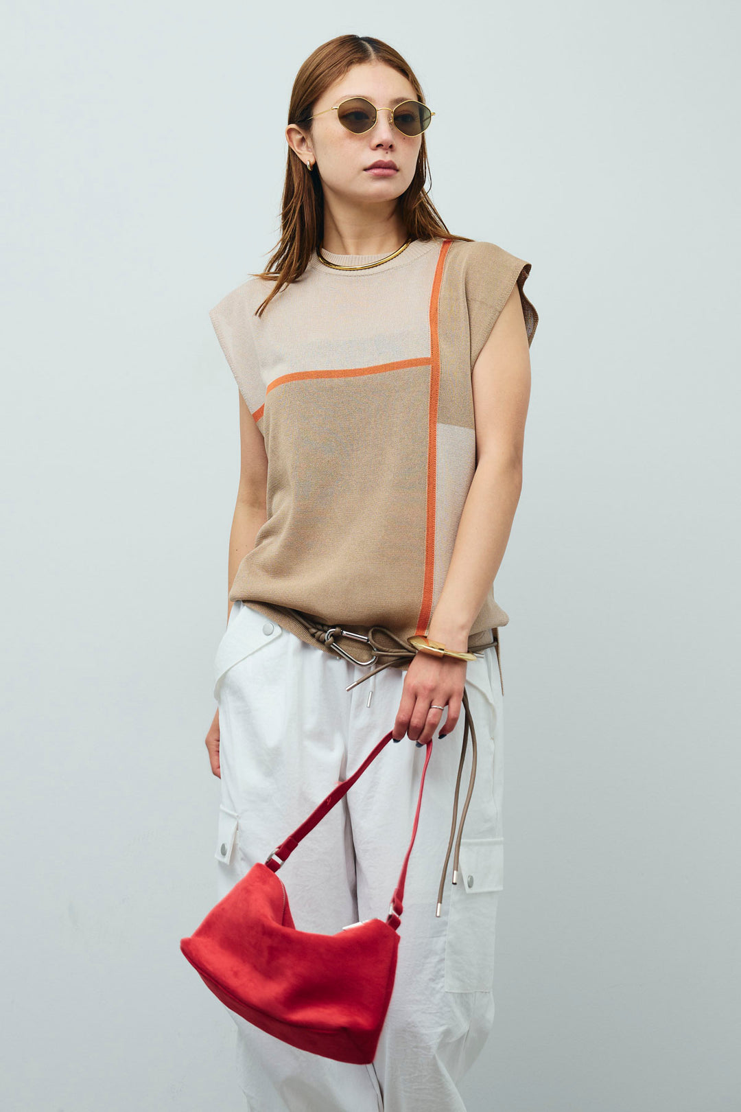 [予約]リネンタッチ配色フレンチプルオーバー