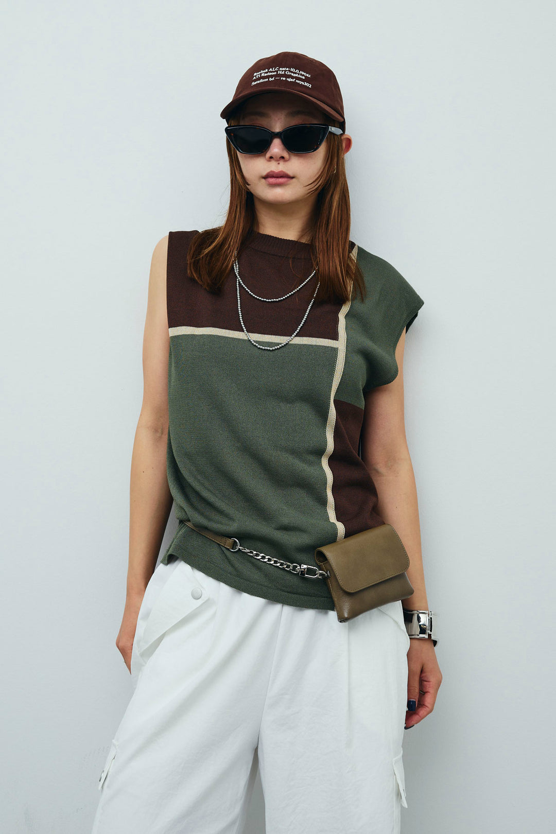 [予約/SET]リネンタッチ配色フレンチプルオーバー+カーゴパンツ(2set)