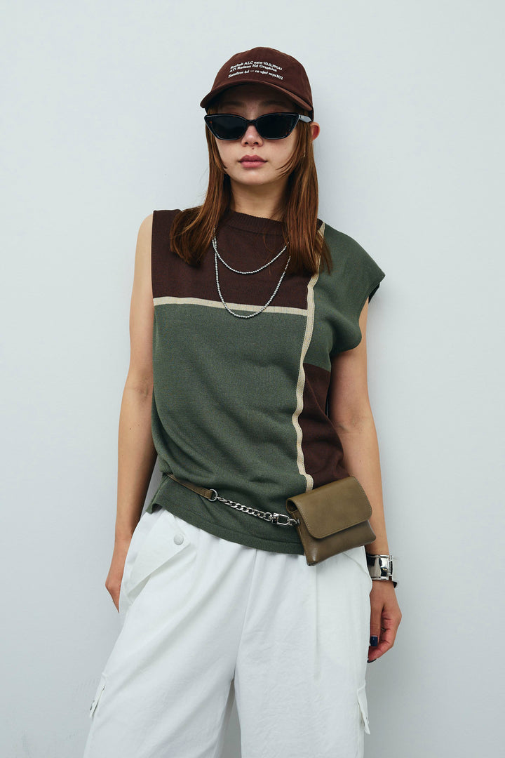 [予約]リネンタッチ配色フレンチプルオーバー