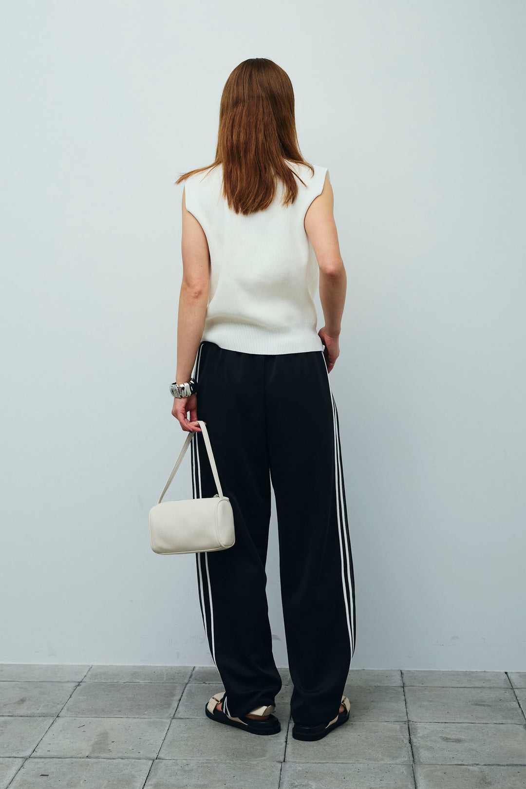 [予約/SET]メタルボタンニットベスト+サイドライントラックPT(2set)