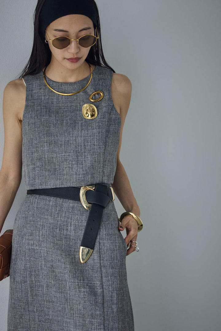 [予約/SET]リネンタッチクロップドベスト+リネンタッチハイウエストスカート(2set)