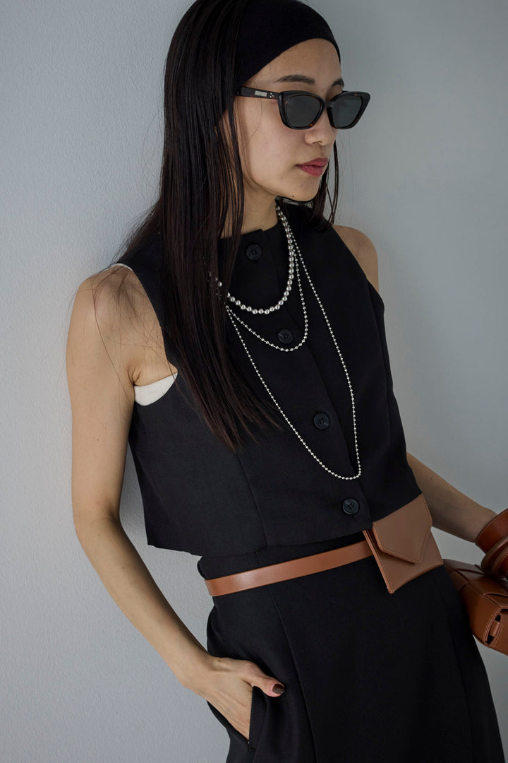 [予約]リネンタッチクロップドベスト