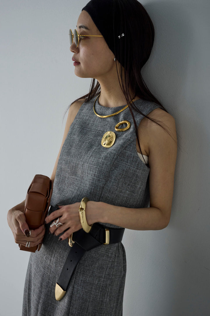 [予約/SET]リネンタッチクロップドベスト+リネンタッチハイウエストスカート(2set)