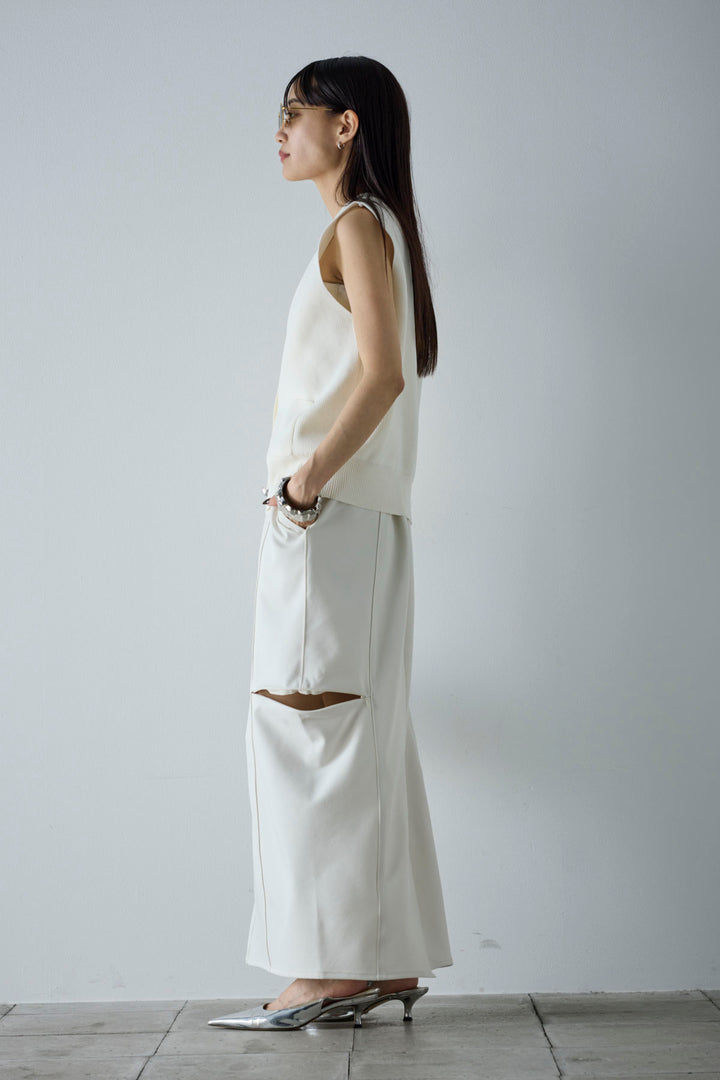 [予約/SET]メタルボタンニットベスト+ベルト付きサイドジップスカート(2set)