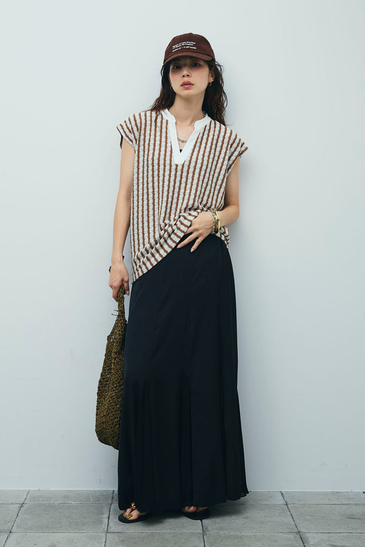 [予約/SET]ふくれジャガードスキッパーT+プリーツシアー切り替えスカート(2set)