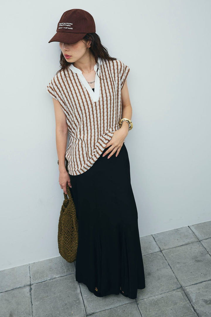 [予約/SET]ふくれジャガードスキッパーT+プリーツシアー切り替えスカート(2set)