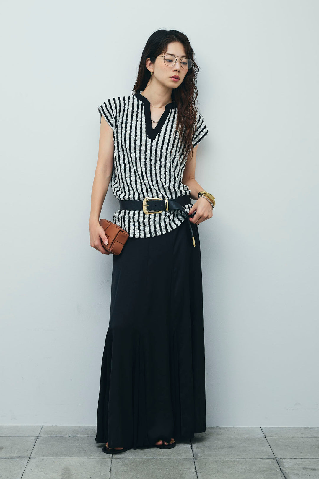 [予約/SET]ふくれジャガードスキッパーT+プリーツシアー切り替えスカート(2set)