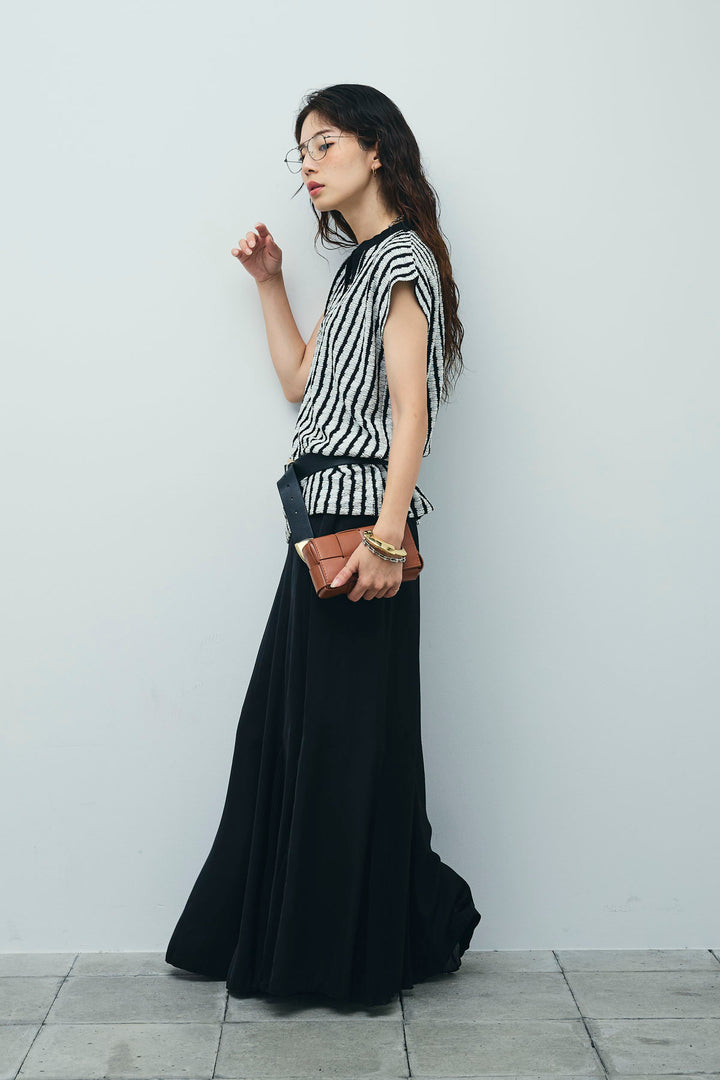 [予約/SET]ふくれジャガードスキッパーT+プリーツシアー切り替えスカート(2set)