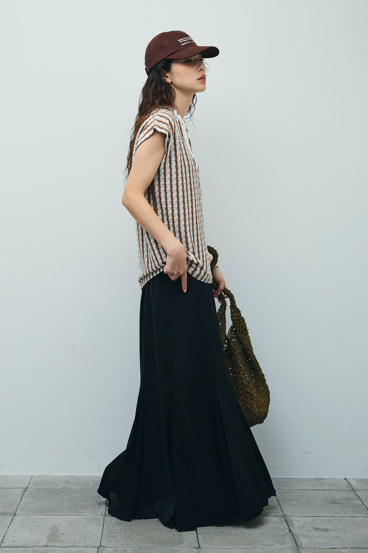 [予約/SET]ふくれジャガードスキッパーT+プリーツシアー切り替えスカート(2set)