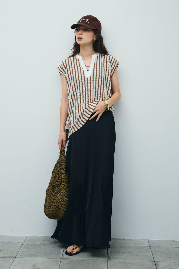 [予約/SET]ふくれジャガードスキッパーT+プリーツシアー切り替えスカート(2set)