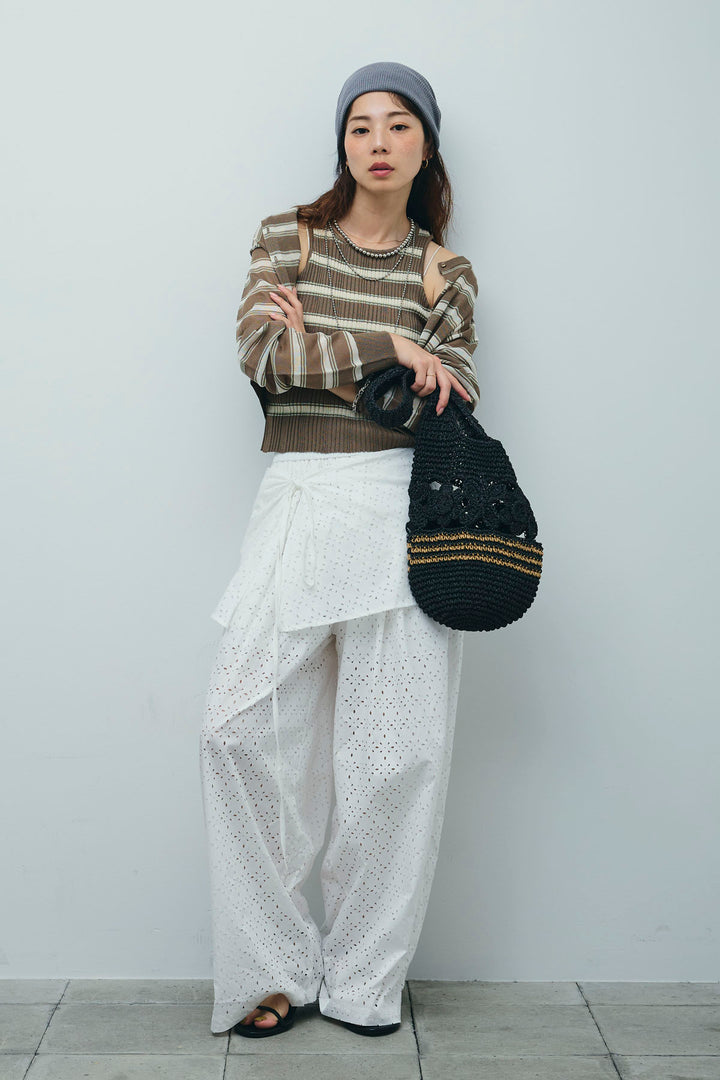 [予約]アイレットレースラップ付きパンツ
