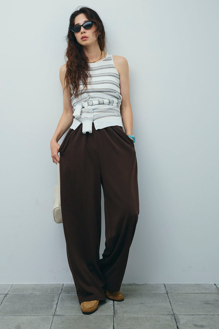 [予約/SET]ランダムボーダーアメスリタンク+ランダムボーダーシアーカーデ+ミニ裏毛カーブパンツ(3set)