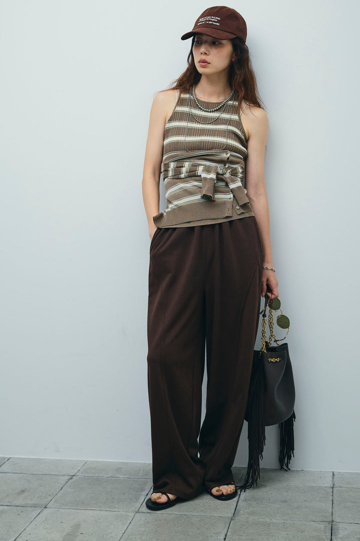 [予約/SET]ランダムボーダーアメスリタンク+ランダムボーダーシアーカーデ+ミニ裏毛カーブパンツ(3set)