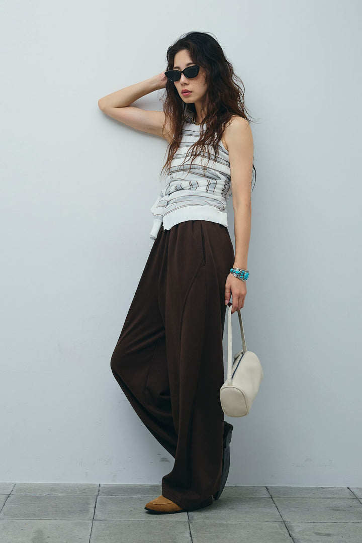 [予約/SET]ランダムボーダーシアーカーデ+ミニ裏毛カーブパンツ(2set)