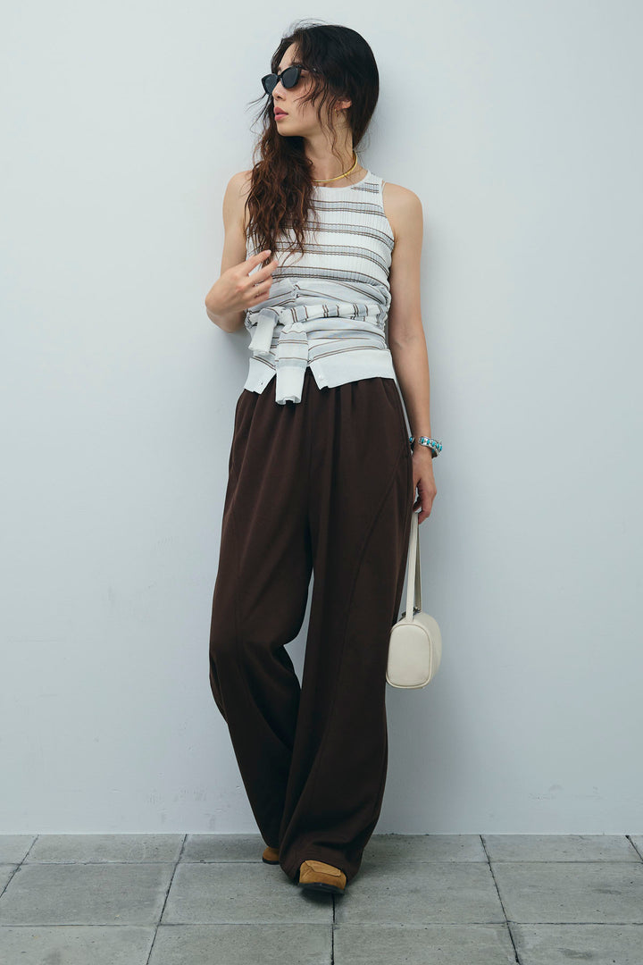 [予約/SET]ランダムボーダーアメスリタンク+ランダムボーダーシアーカーデ+ミニ裏毛カーブパンツ(3set)