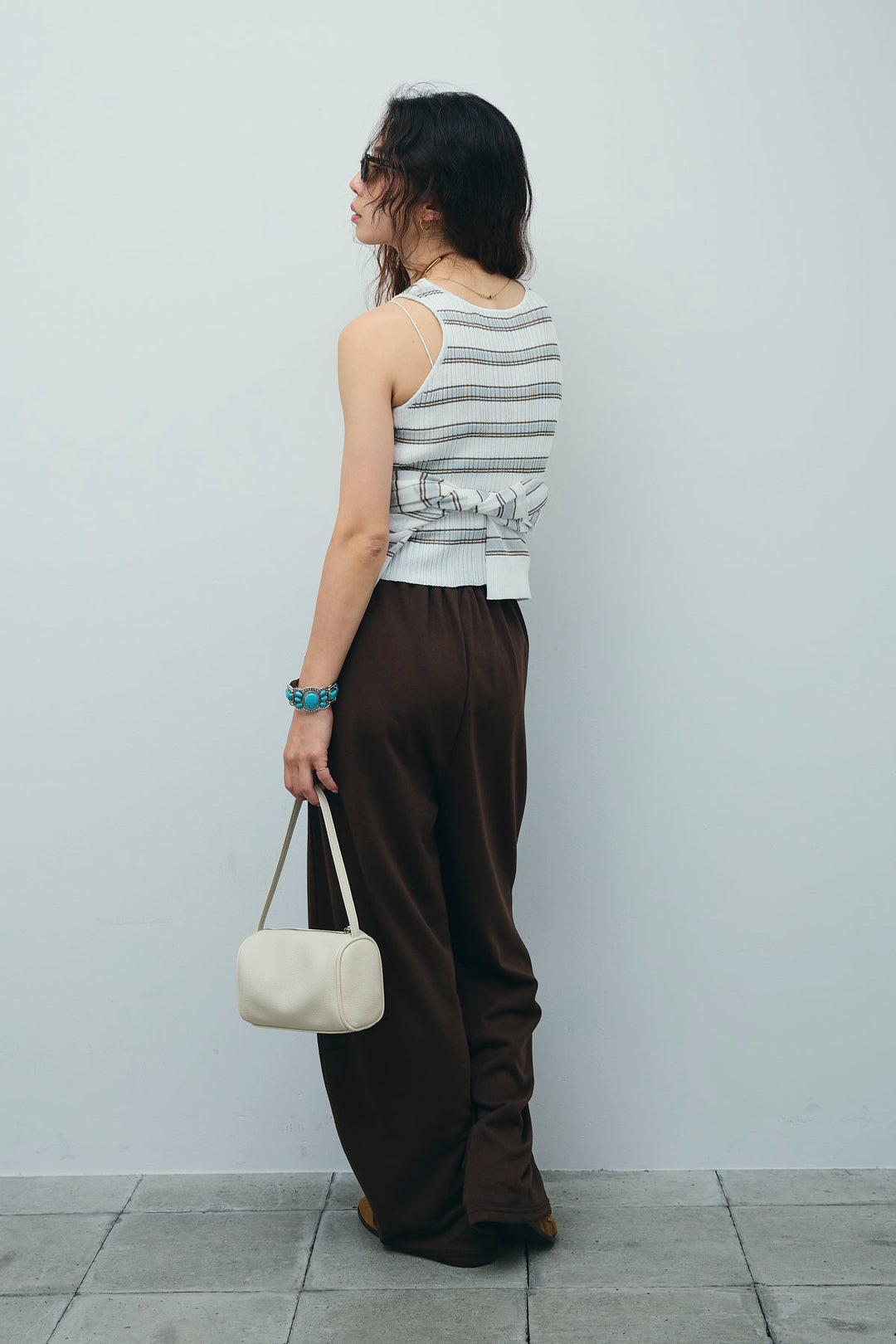 [予約/SET]ランダムボーダーシアーカーデ+ミニ裏毛カーブパンツ(2set)