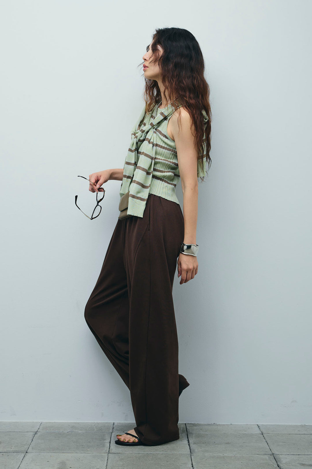 [予約/SET]ランダムボーダーアメスリタンク+ランダムボーダーシアーカーデ+ミニ裏毛カーブパンツ(3set)