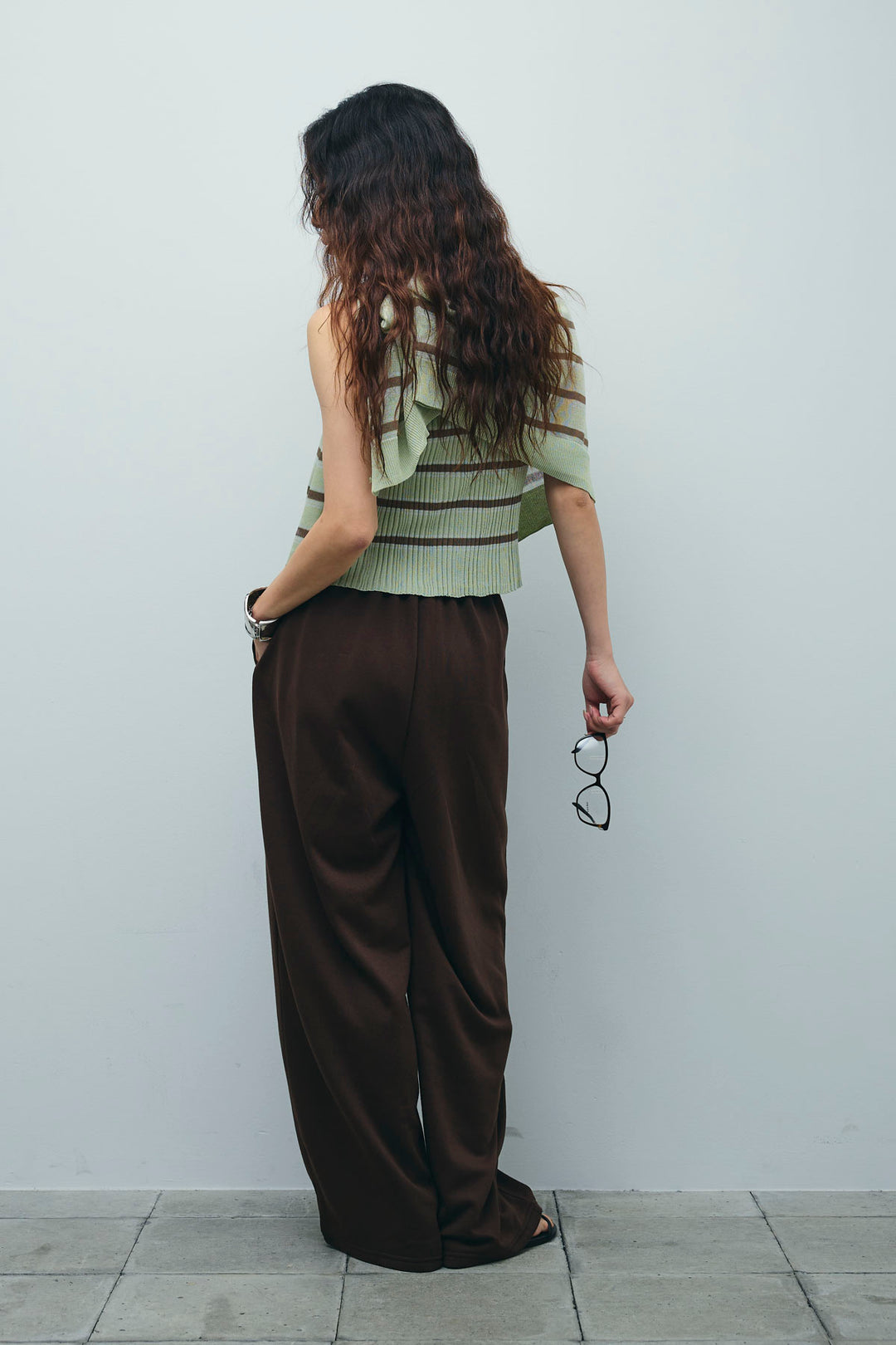 [予約/SET]ランダムボーダーシアーカーデ+ミニ裏毛カーブパンツ(2set)