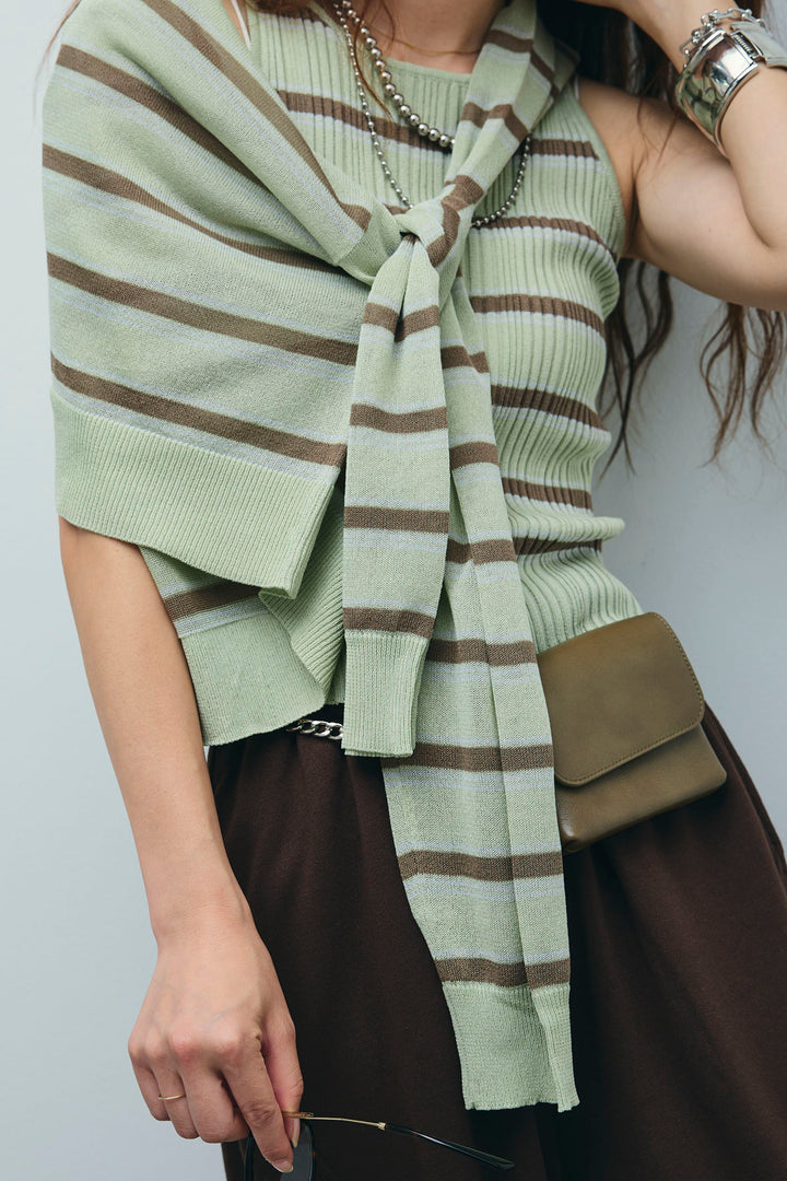 [予約/SET]ランダムボーダーアメスリタンク+ランダムボーダーシアーカーデ+ミニ裏毛カーブパンツ(3set)