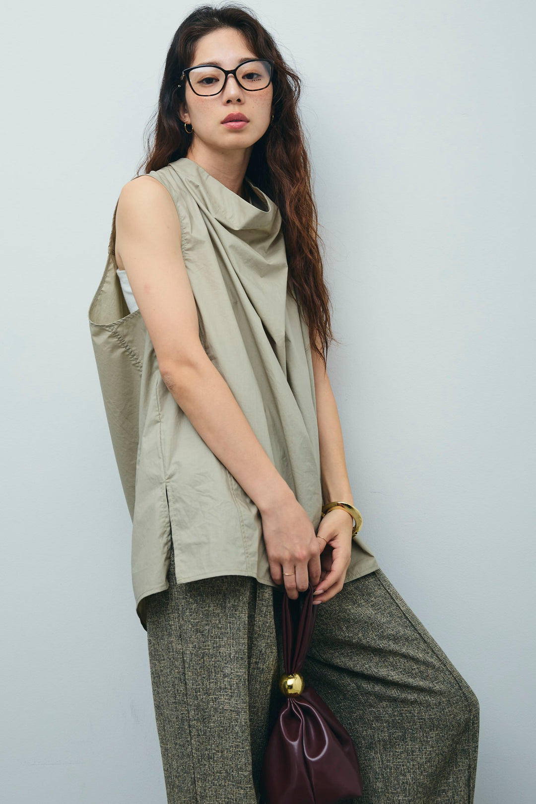 [予約]バックリボンドレープブラウス