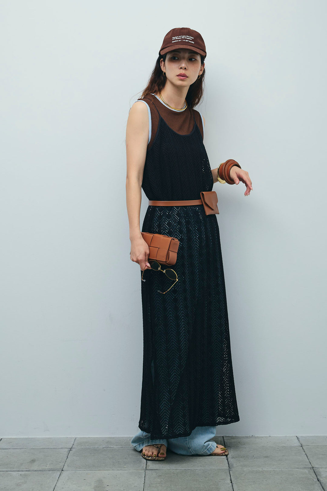 [予約/SET]ニットライクレースキャミOP+ペインターカーブデニムパンツ(2set)