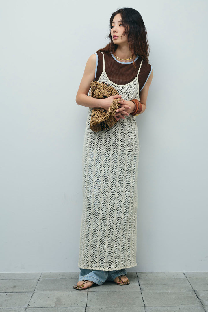 [予約/SET]ニットライクレースキャミOP+ペインターカーブデニムパンツ(2set)