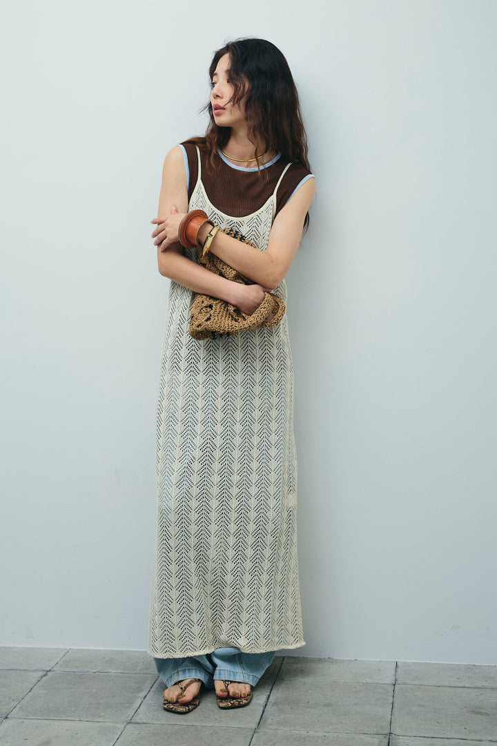 [予約/SET]ニットライクレースキャミOP+ペインターカーブデニムパンツ(2set)