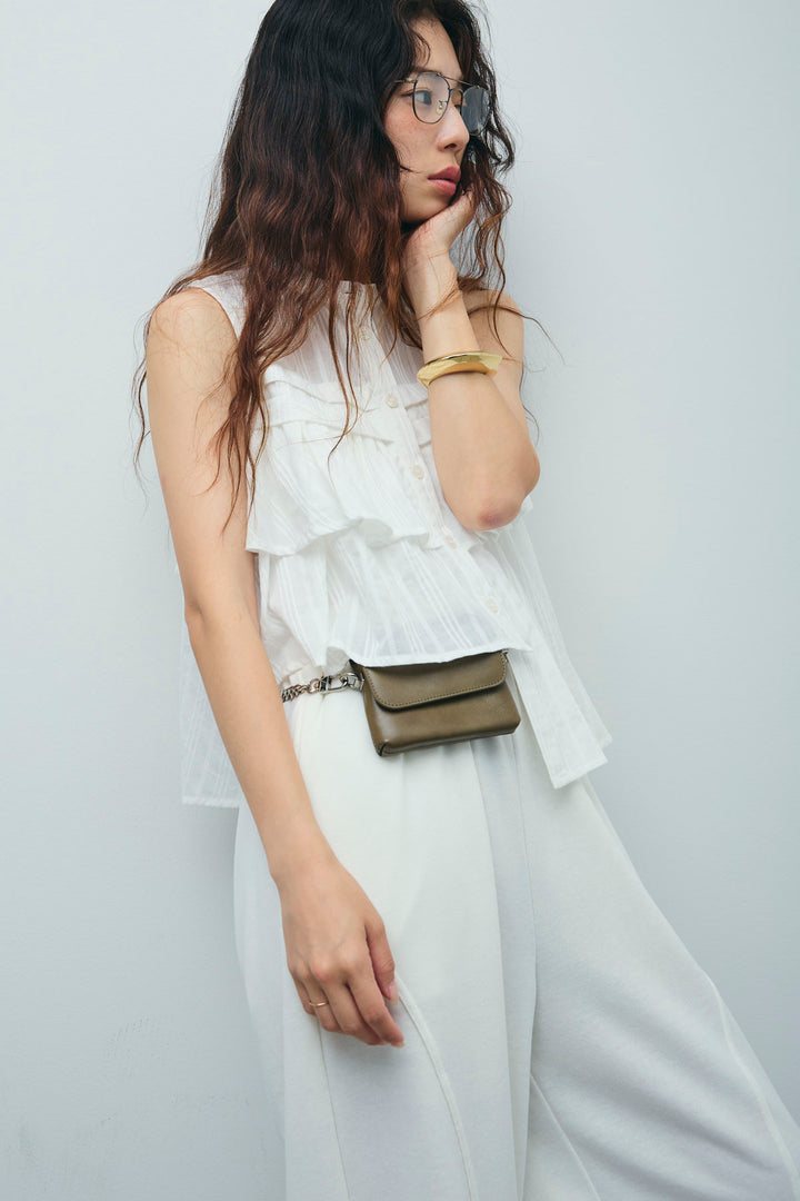 [予約]アシメフリルノースリブラウス