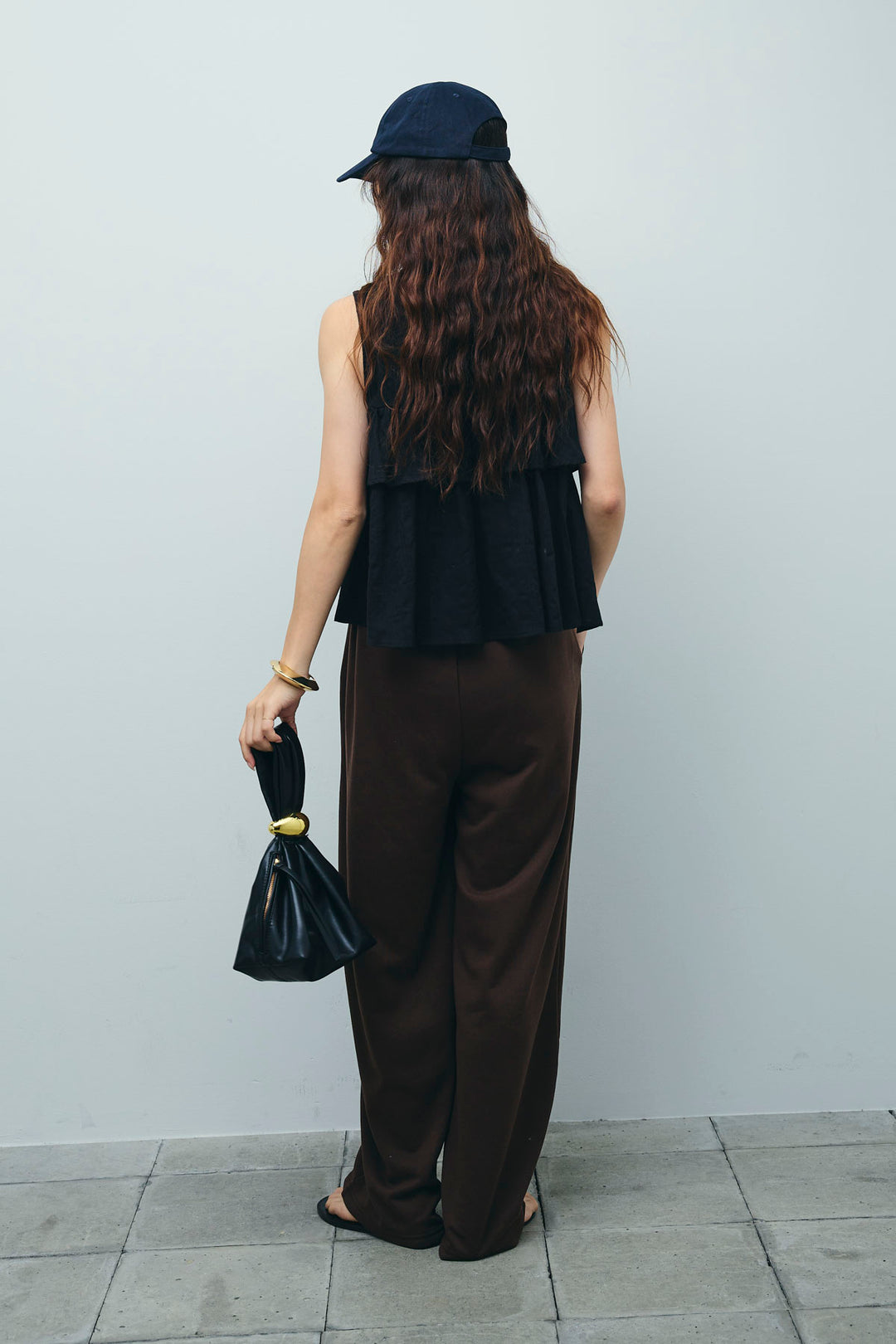 [予約/SET]アシメフリルノースリブラウス+ミニ裏毛カーブパンツ(2set)