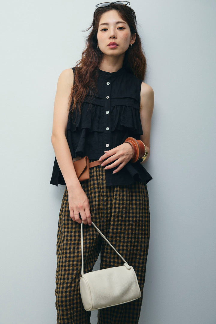 [予約]アシメフリルノースリブラウス