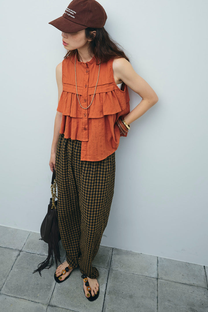 [予約]アシメフリルノースリブラウス