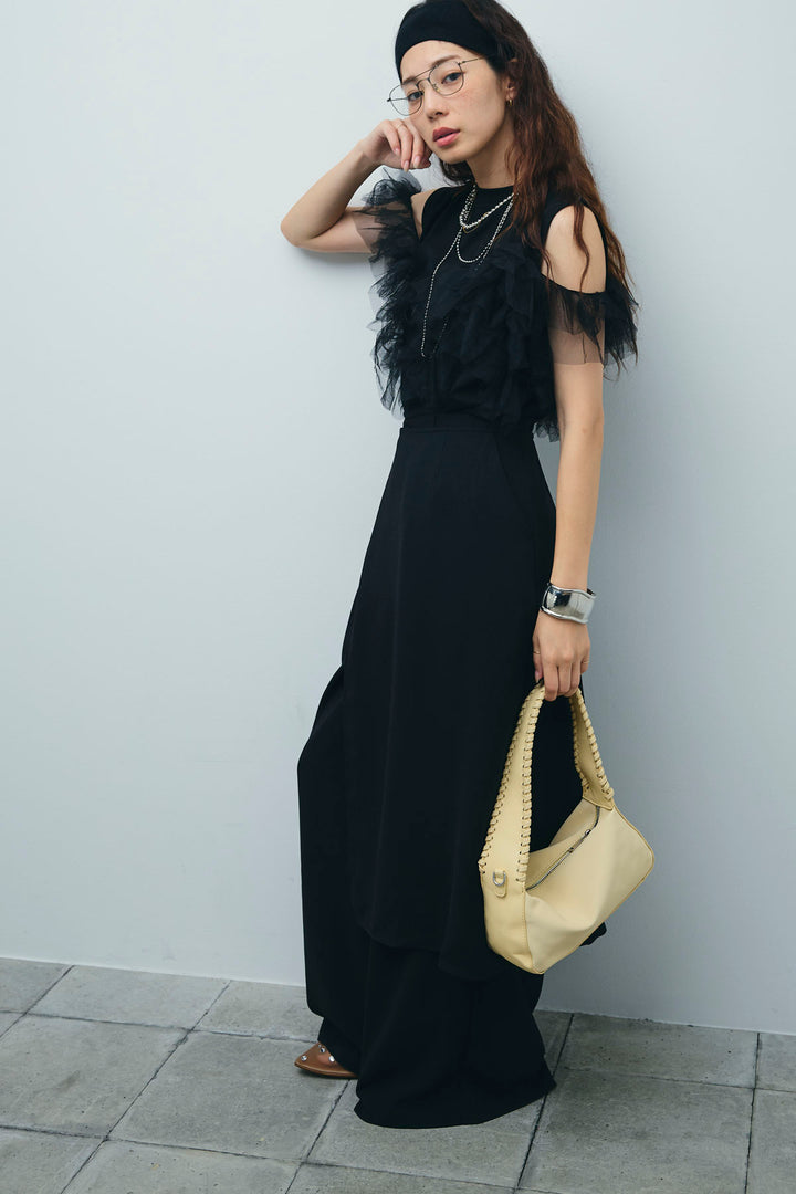 [予約/SET]天竺チュールドッキングプルオーバー+ラップスカート付きとろみパンツ(2set)