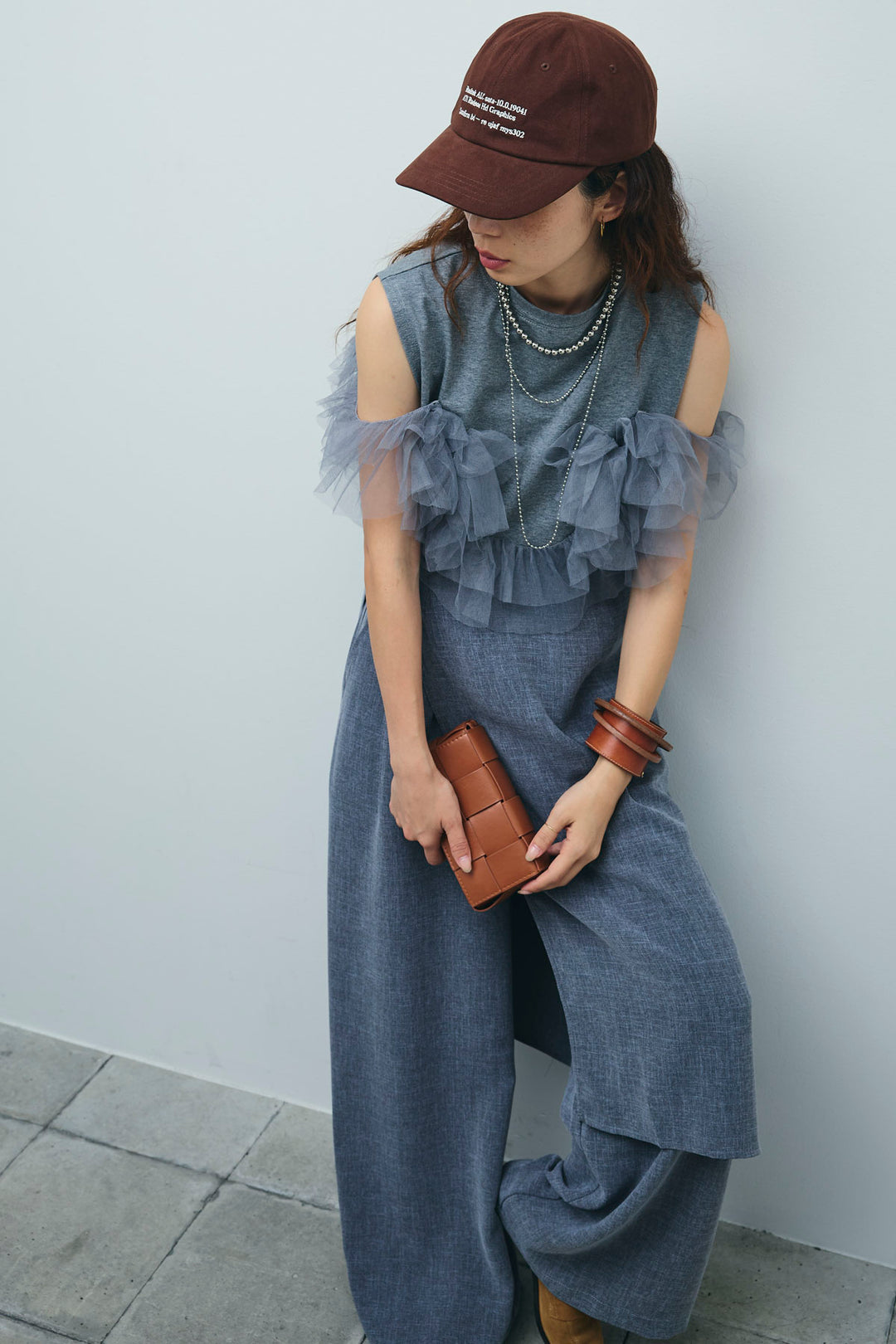 [予約/SET]天竺チュールドッキングプルオーバー+ラップスカート付きとろみパンツ(2set)