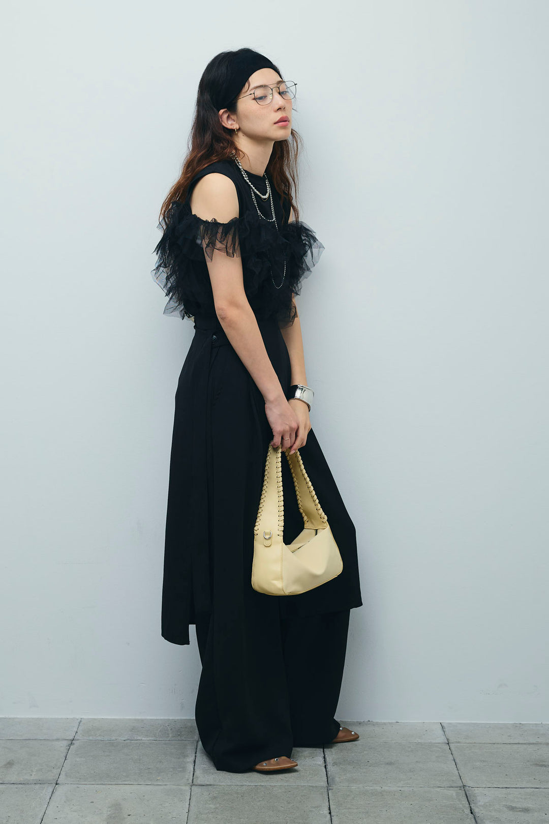 [予約/SET]天竺チュールドッキングプルオーバー+ラップスカート付きとろみパンツ(2set)