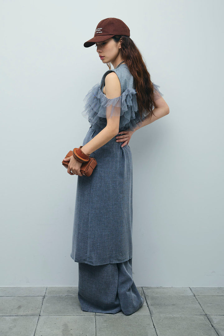 [予約/SET]天竺チュールドッキングプルオーバー+ラップスカート付きとろみパンツ(2set)