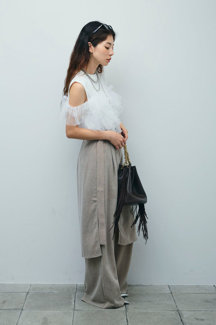 [予約/SET]天竺チュールドッキングプルオーバー+ラップスカート付きとろみパンツ(2set)