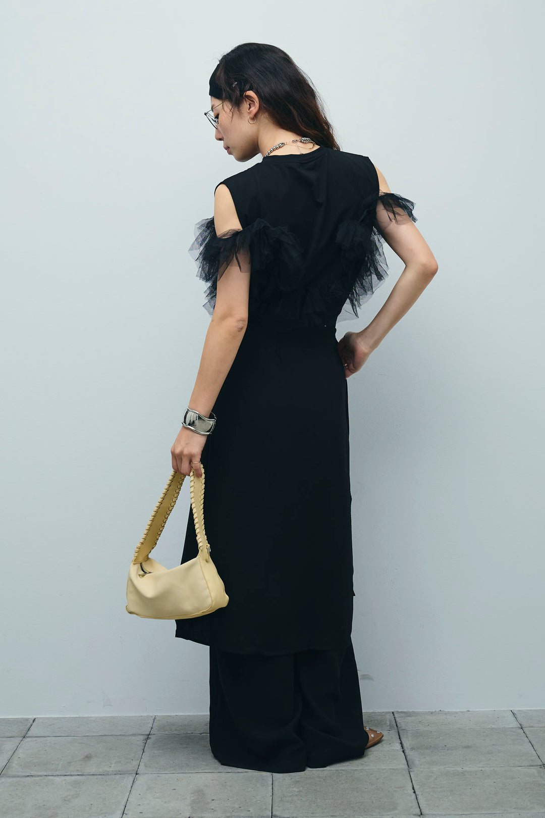 [予約/SET]天竺チュールドッキングプルオーバー+ラップスカート付きとろみパンツ(2set)