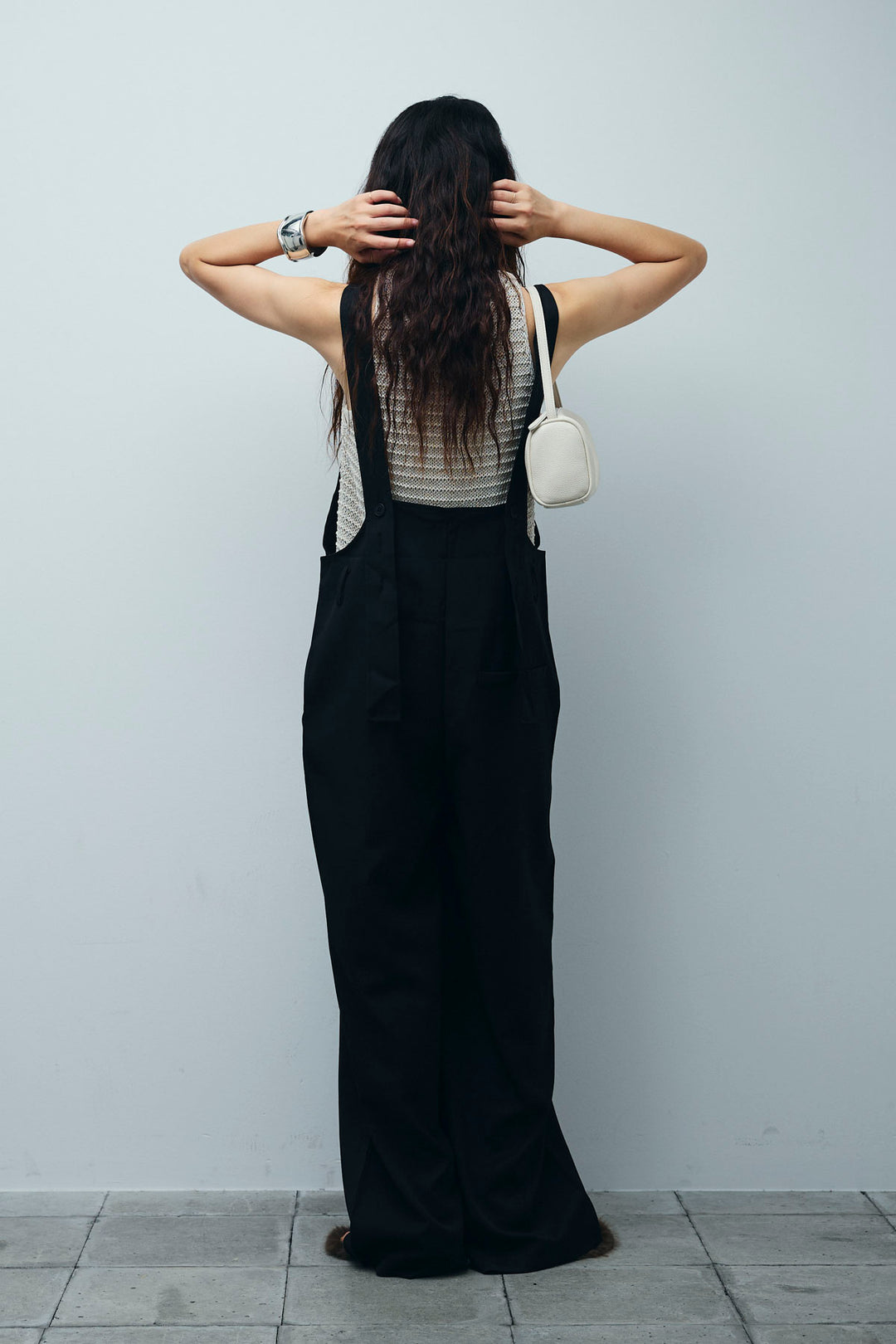 [予約/SET]サマーメッシュニットノースリーブトップス+ストレートラインサロペット(2set)