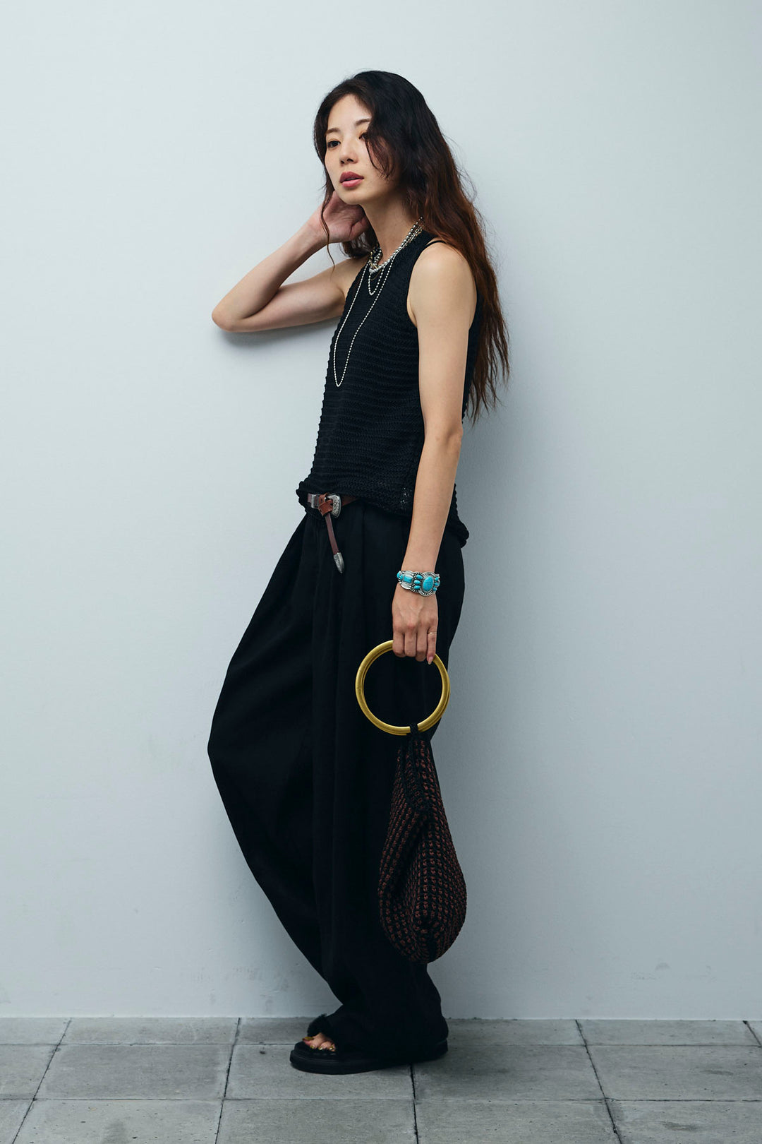 [予約]サマーメッシュニットノースリーブトップス