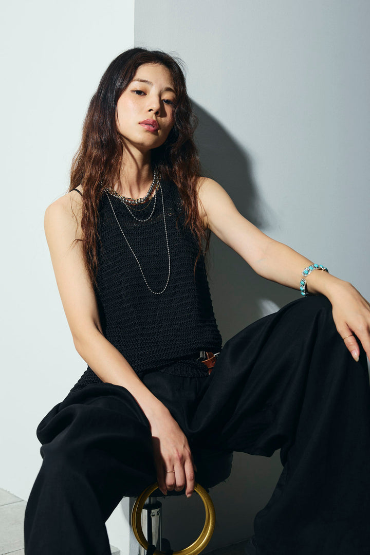 [予約]サマーメッシュニットノースリーブトップス