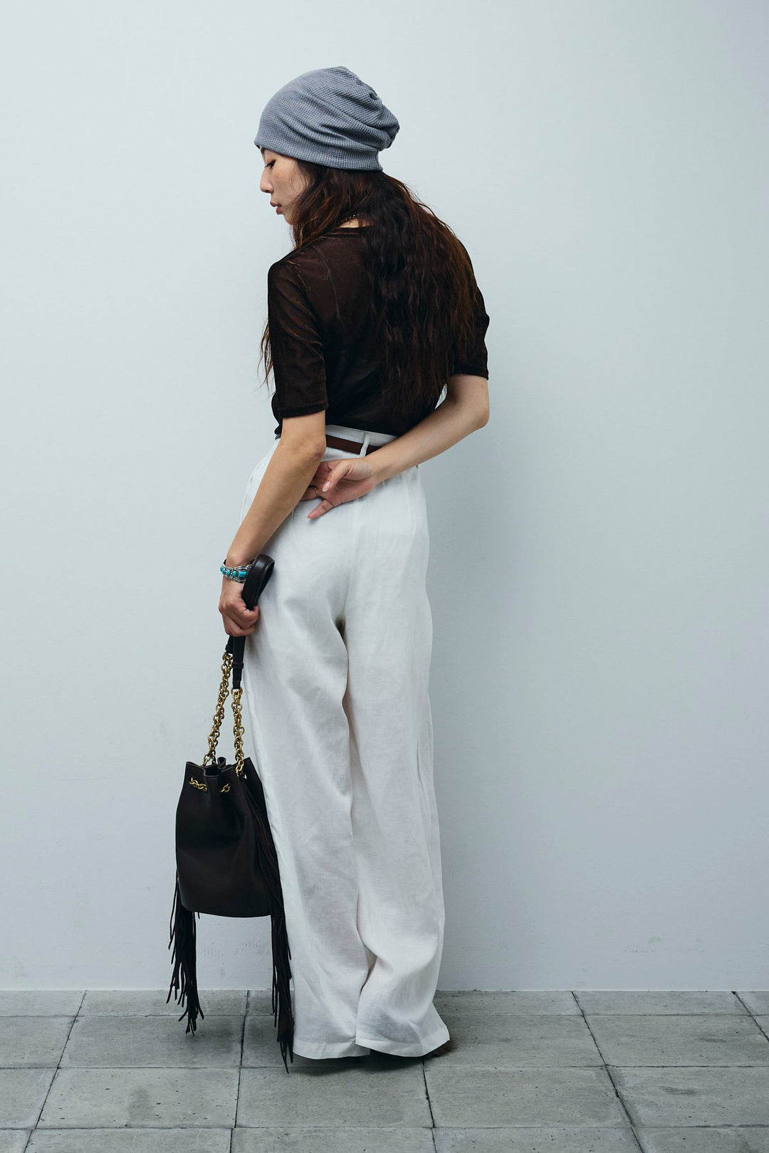 [予約/SET]シアーベロアハーフスリーブTOPS+リネンミックスウエストデザインワイドパンツ(2set)