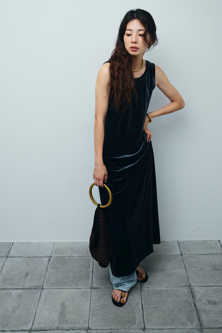 [予約/SET]ベロアロングOP+ペインターカーブデニムパンツ(2set)