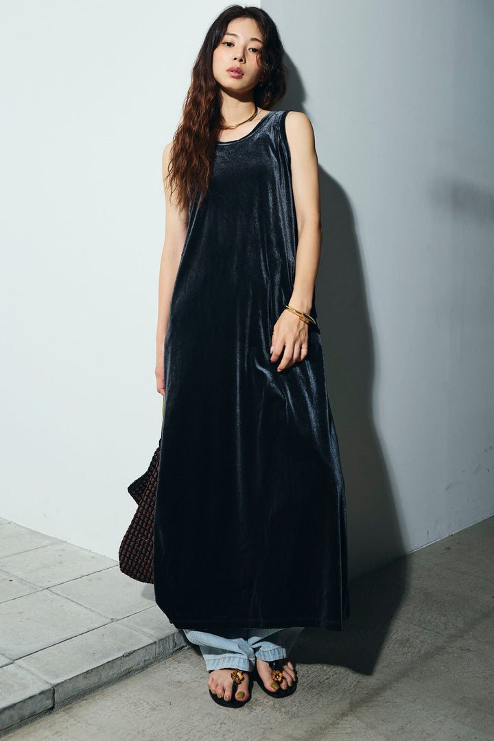 [予約/SET]ベロアロングOP+ペインターカーブデニムパンツ(2set)