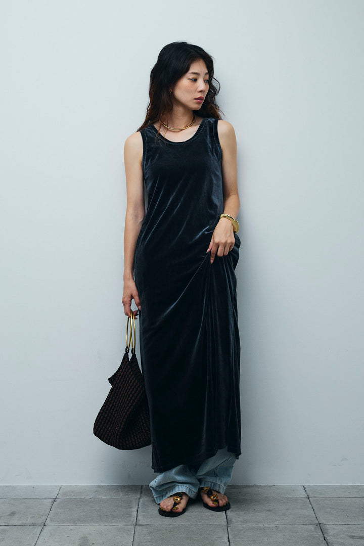 [予約/SET]ベロアロングOP+ペインターカーブデニムパンツ(2set)