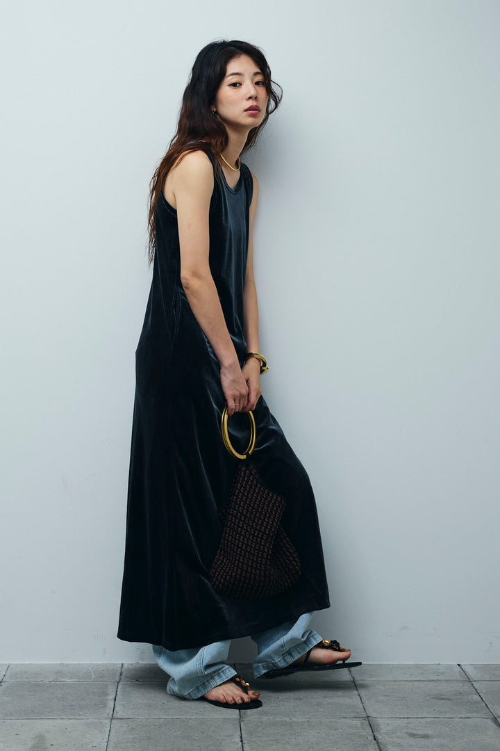 [予約/SET]ベロアロングOP+ペインターカーブデニムパンツ(2set)