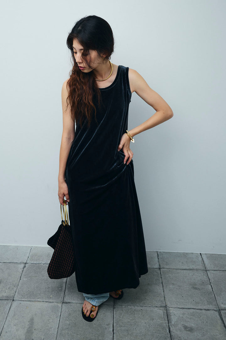 [予約/SET]ベロアロングOP+ペインターカーブデニムパンツ(2set)