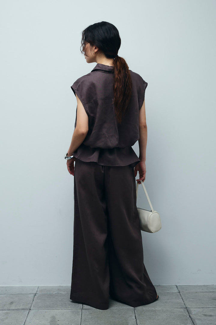 [予約/SET]リネンミックステープ刺繍シャツ+リネンミックステープ刺繍ワイドパンツ(2set)