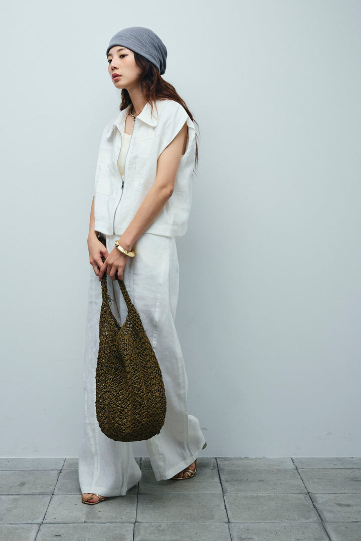 [予約/SET]リネンジップベスト+リネンワイドパンツ(2set)