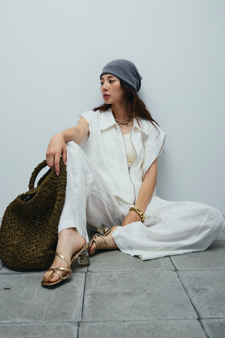 [予約/SET]リネンジップベスト+リネンワイドパンツ(2set)